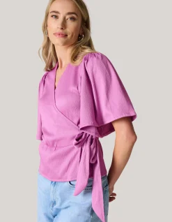 Crinkle Wrap Top Roze