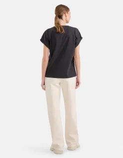 Crochet Tekst T-shirt Zwart