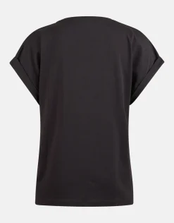 Crochet Tekst T-shirt Zwart