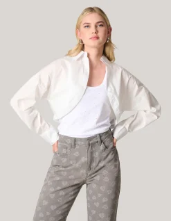 Cropped Poplin Blouse Wit