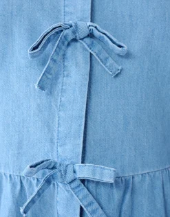 Denim Bow Blouse Blauw