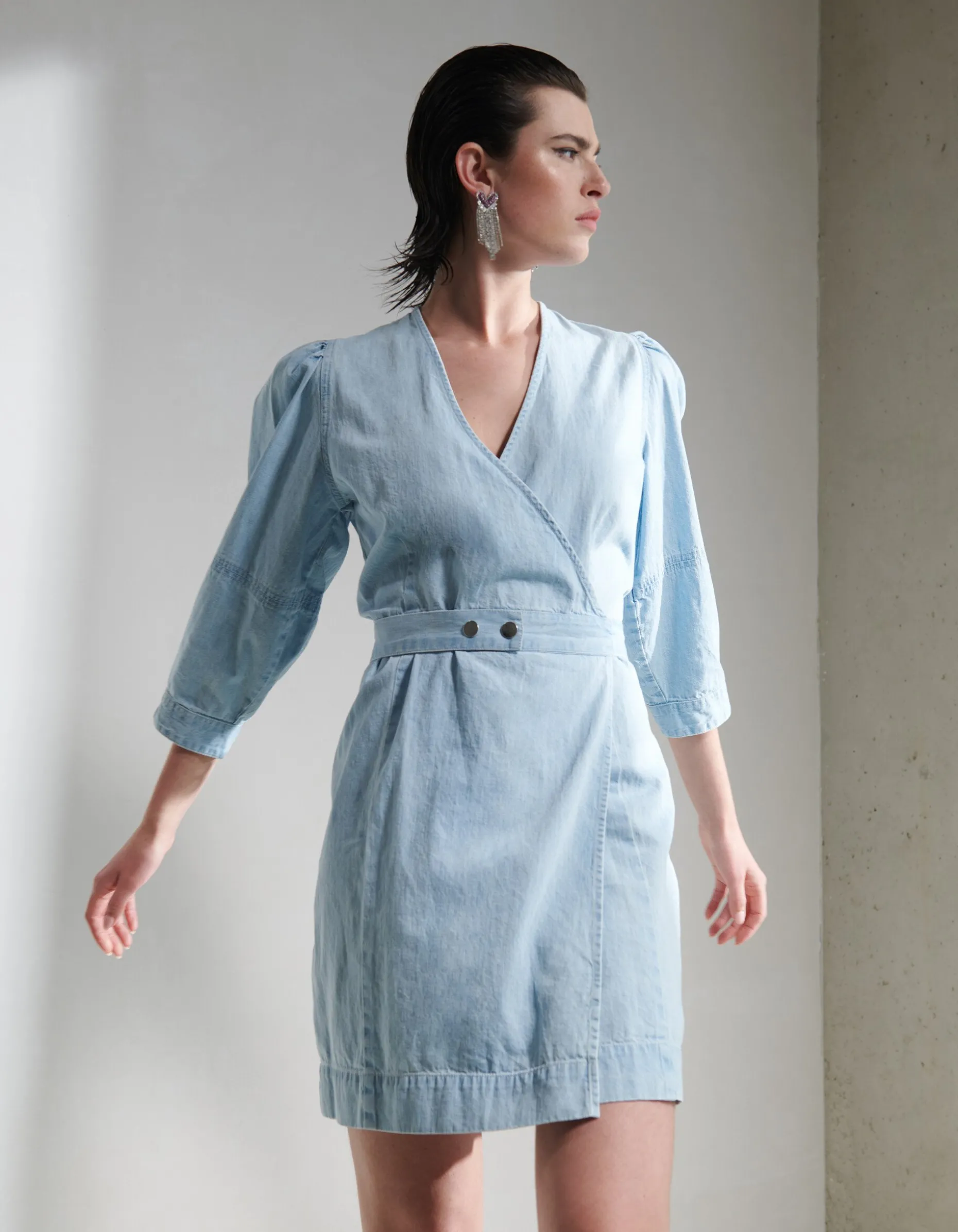 Denim Mini Jurk Bleached