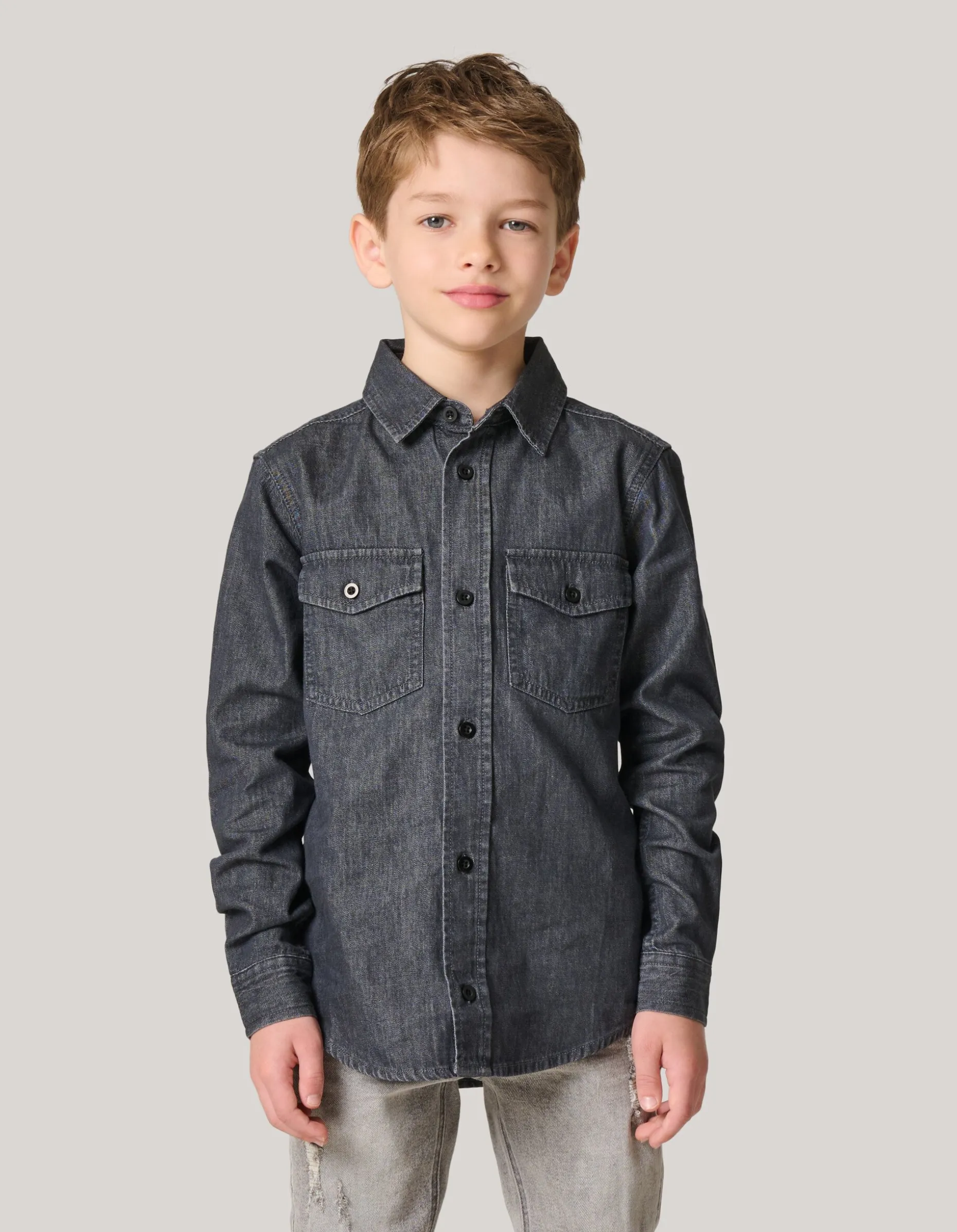 Denim Overhemd Donkergrijs