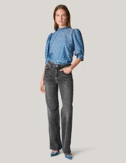Denim Printed Top Blauw