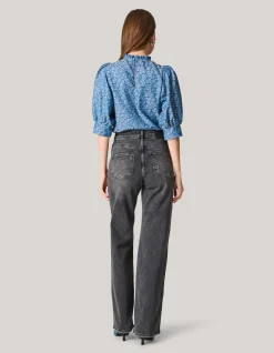 Denim Printed Top Blauw