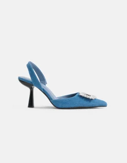 Denim Strass Hakken Blauw