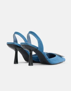 Denim Strass Hakken Blauw