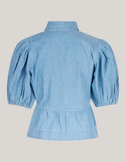 Denim Strik Top Blauw