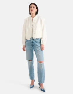 Destroyed Straight Jeans Mediumstone L30