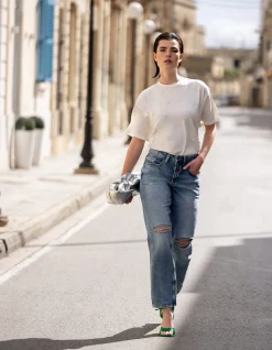 Destroyed Straight Jeans Mediumstone L30