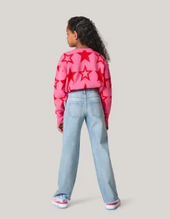 Destroyed Straight Leg Jeans Bleached