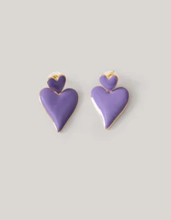 Double Heart Oorbellen Paars