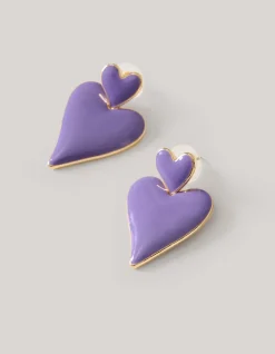 Double Heart Oorbellen Paars
