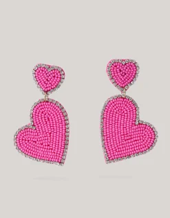 Double Heart Oorbellen Roze