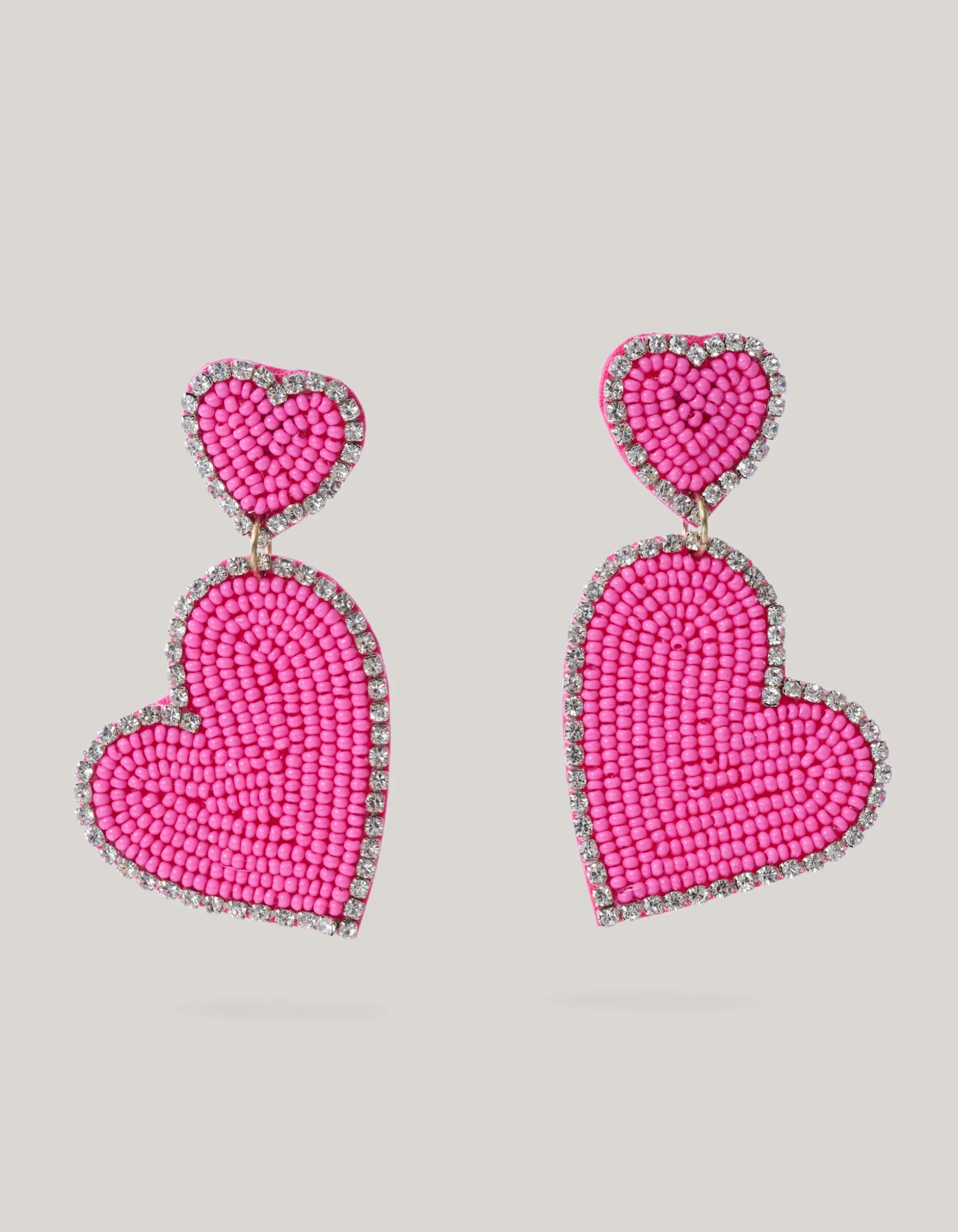 Double Heart Oorbellen Roze