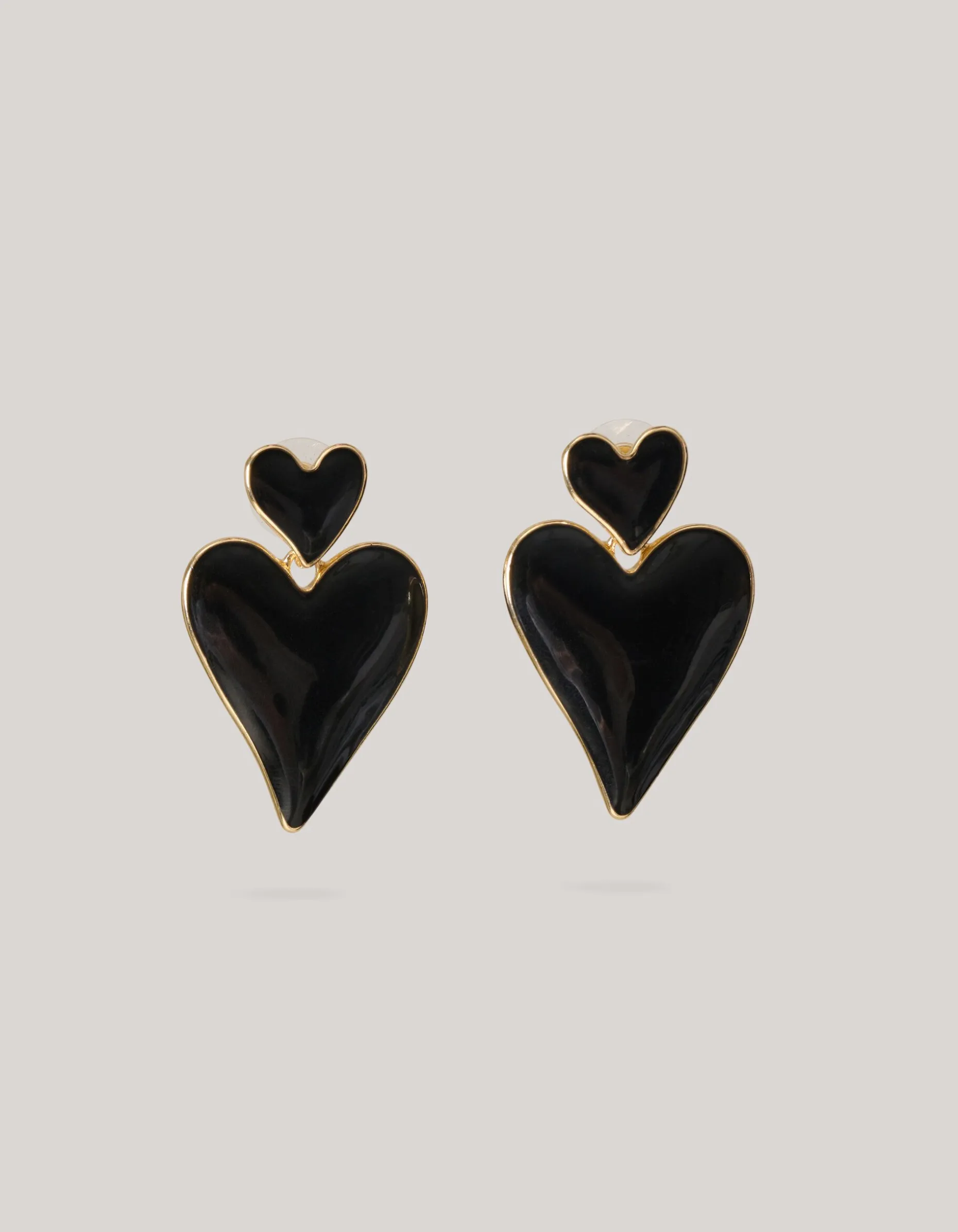 Double Heart Oorbellen Zwart
