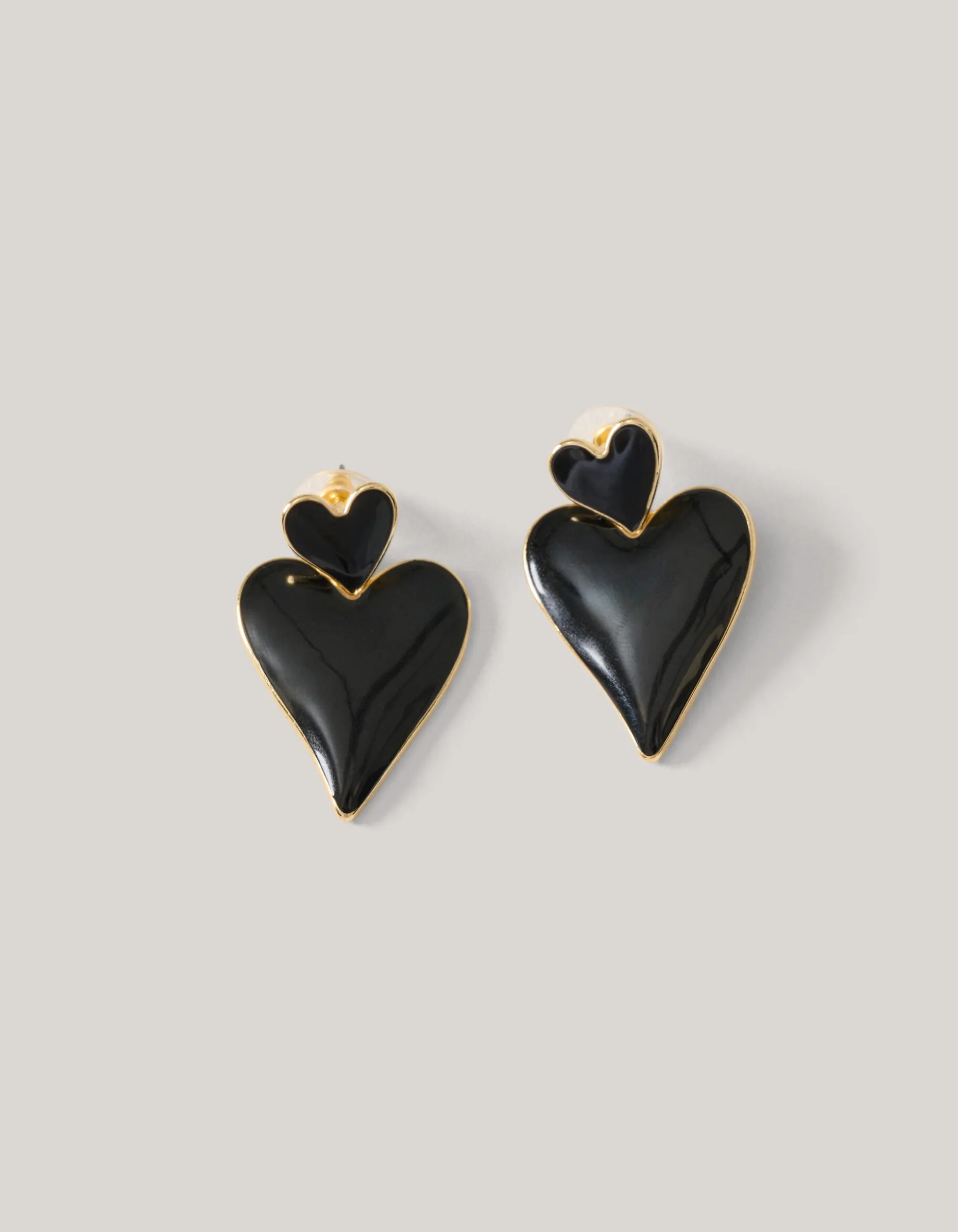 Double Heart Oorbellen Zwart