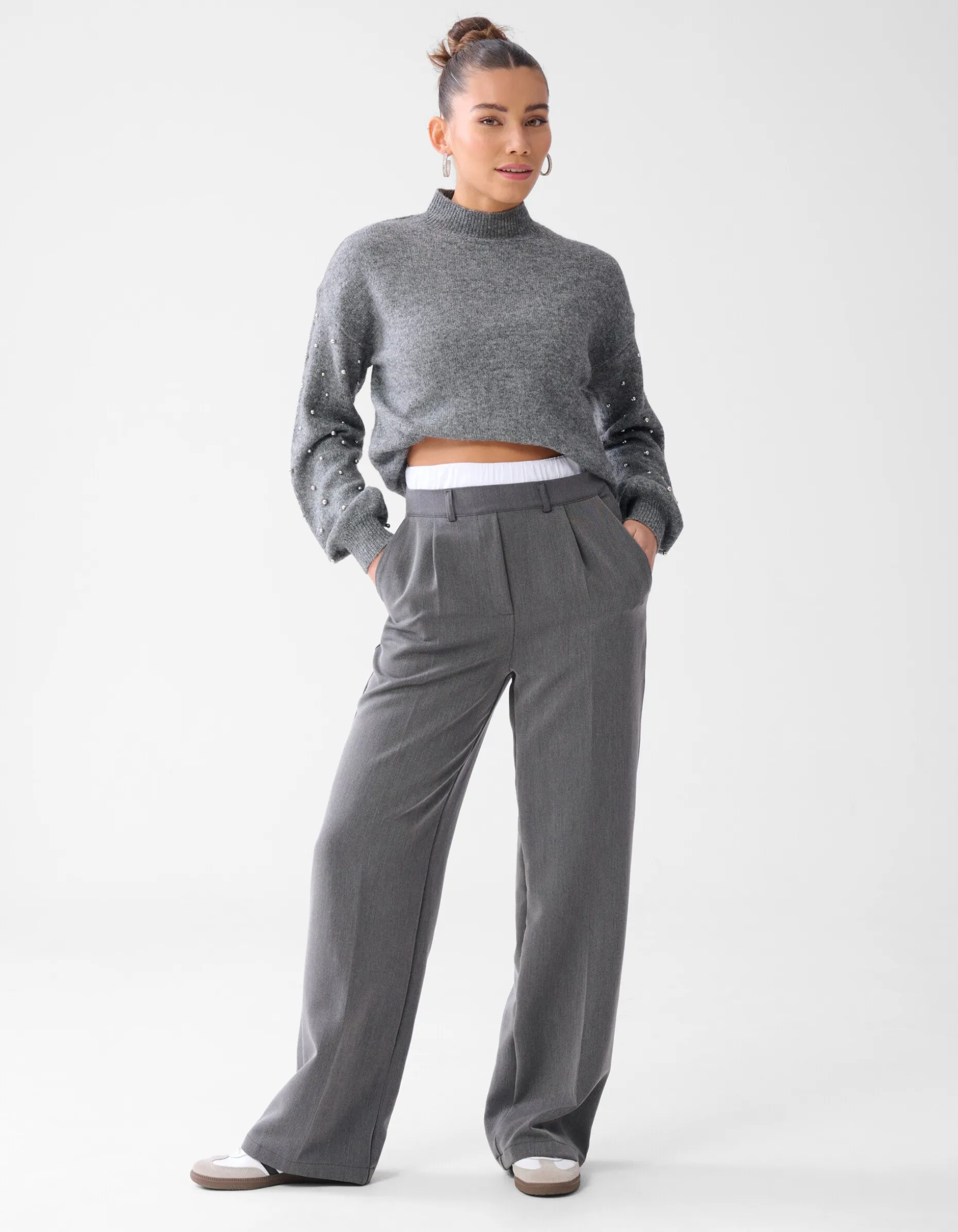 Double Waistband Jogger Donkergrjis