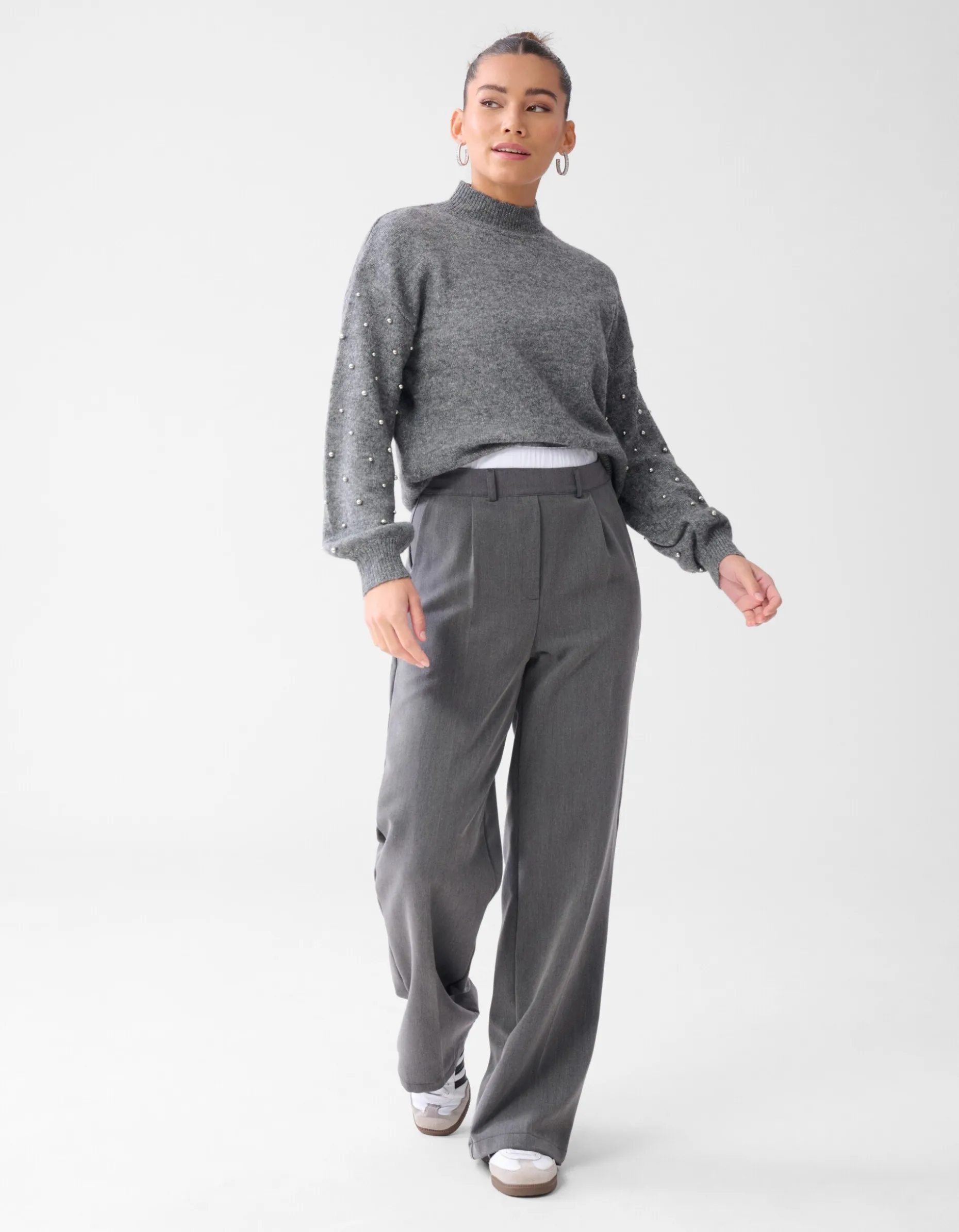 Double Waistband Jogger Donkergrjis