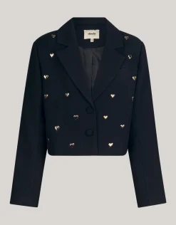 Embellished Cropped Blazer Zwart