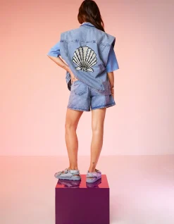 Embellished Denim Gilet By Lizzy