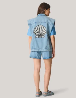 Embellished Denim Gilet By Lizzy