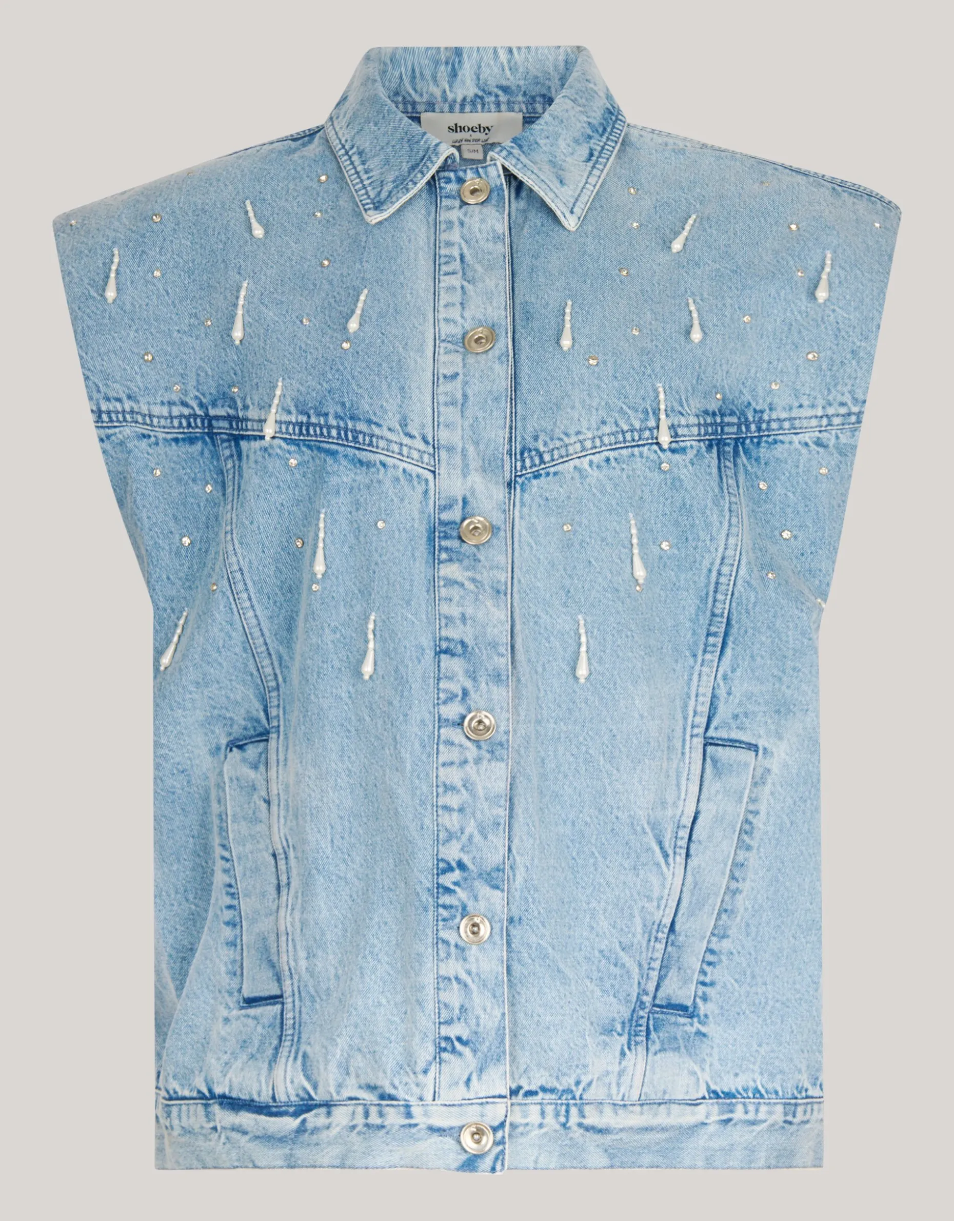 Embellished Denim Gilet By Lizzy
