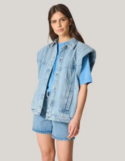 Embellished Denim Gilet By Lizzy