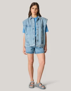 Embellished Denim Gilet By Lizzy