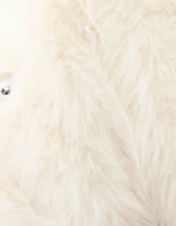 Embellished Fake Fur Jas Gebroken Wit