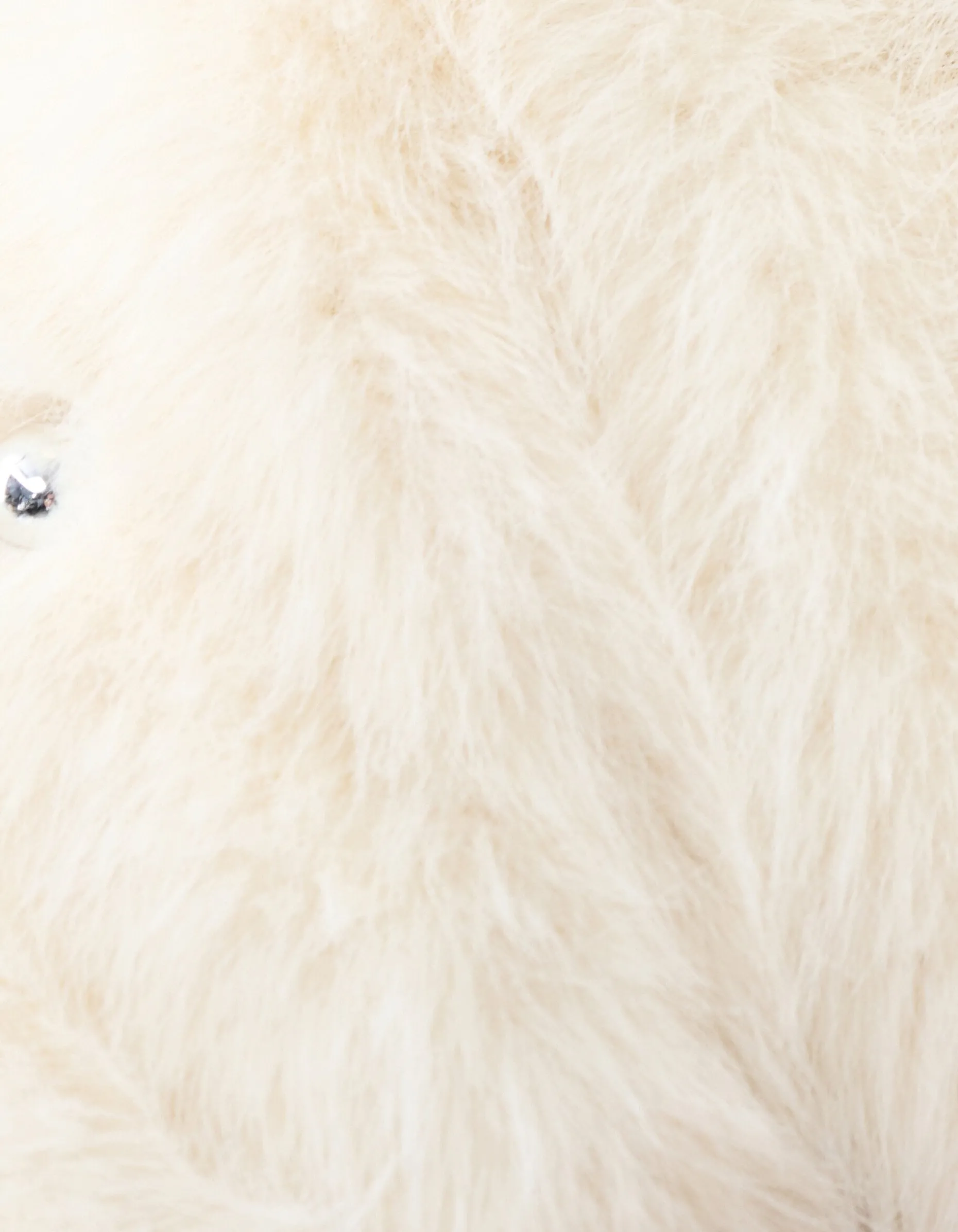 Embellished Fake Fur Jas Gebroken Wit