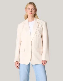 Embellished Oversized Blazer Gebroken Wit