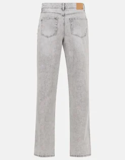 Embellished Straight Fit Jeans Lichtgrijs