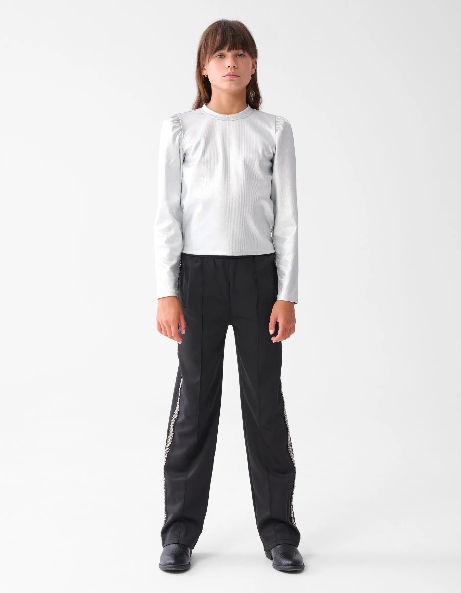 Embellished Wide Leg Broek Zwart