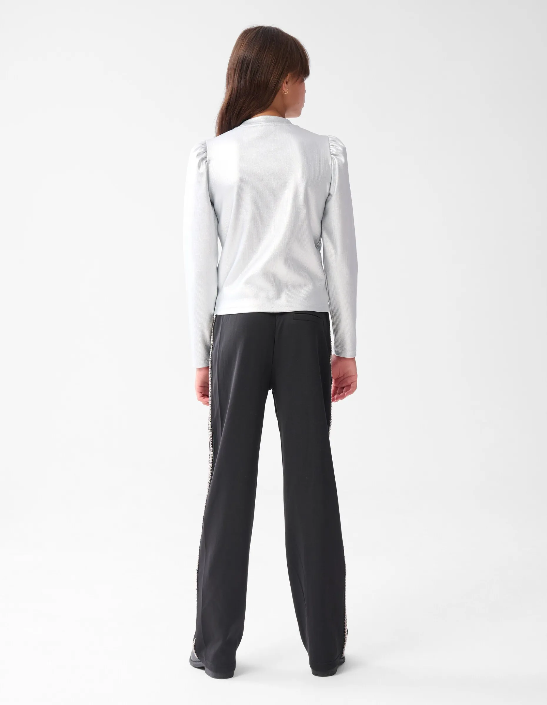 Embellished Wide Leg Broek Zwart