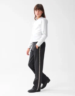 Embellished Wide Leg Broek Zwart