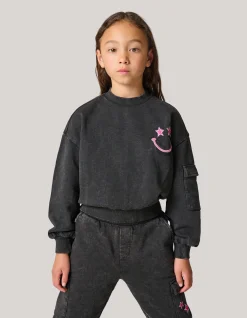 Embroidered Sweater Donkergrijs