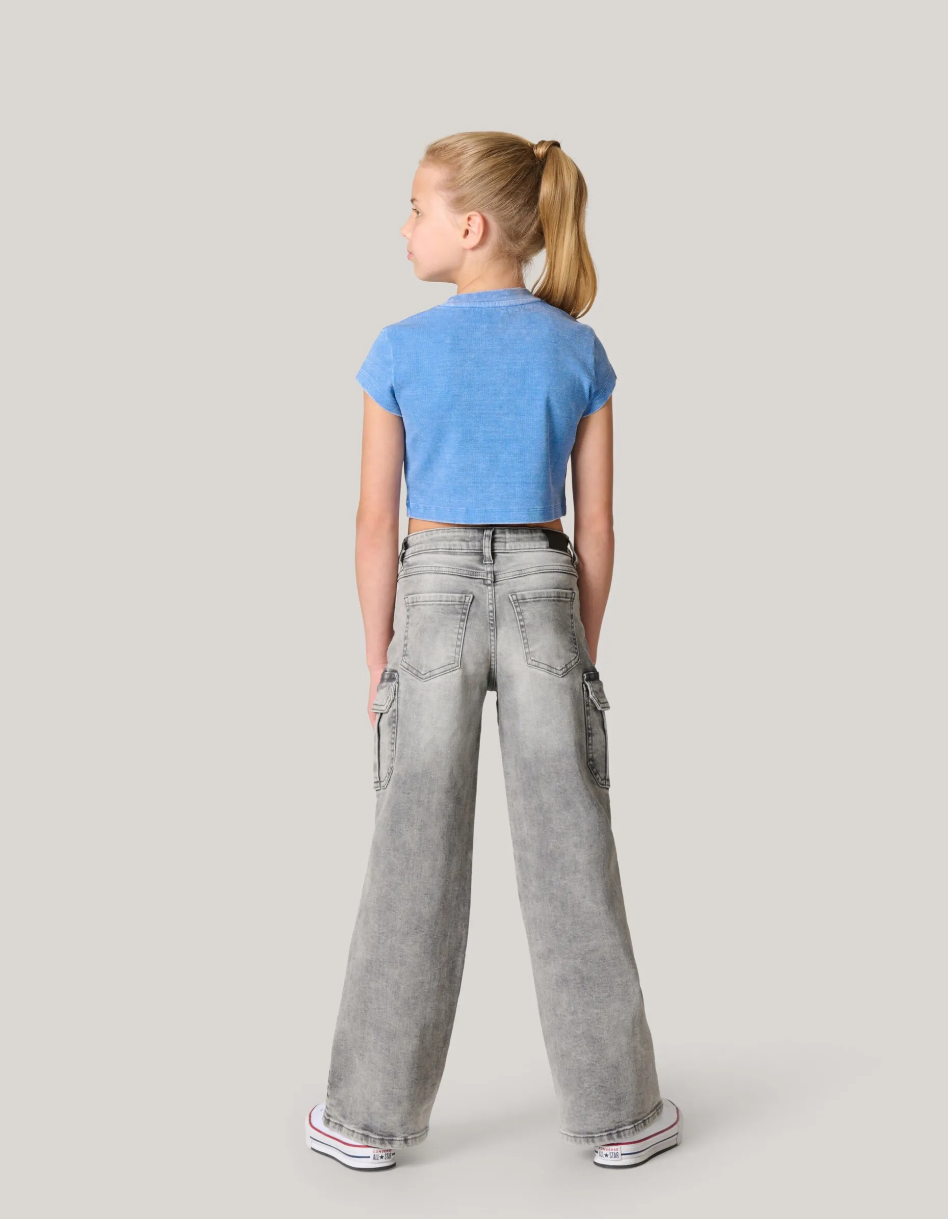 Embroidery Crop Top Blauw