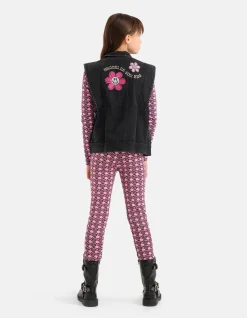 Embroidery Gilet Donkergrijs