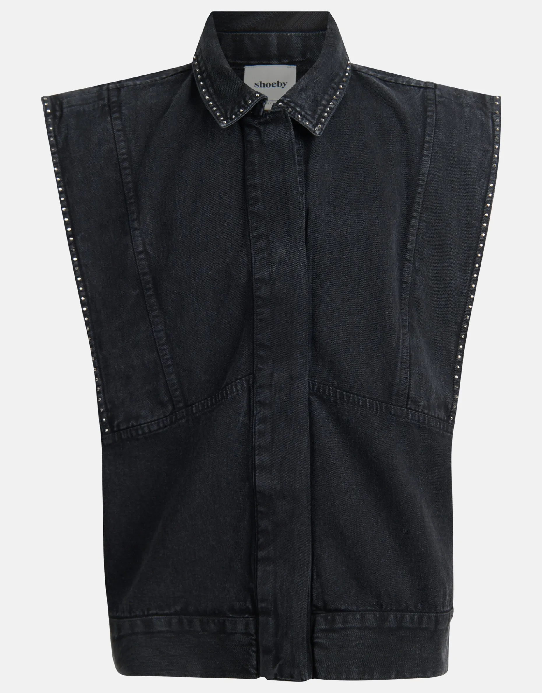 Embroidery Gilet Donkergrijs