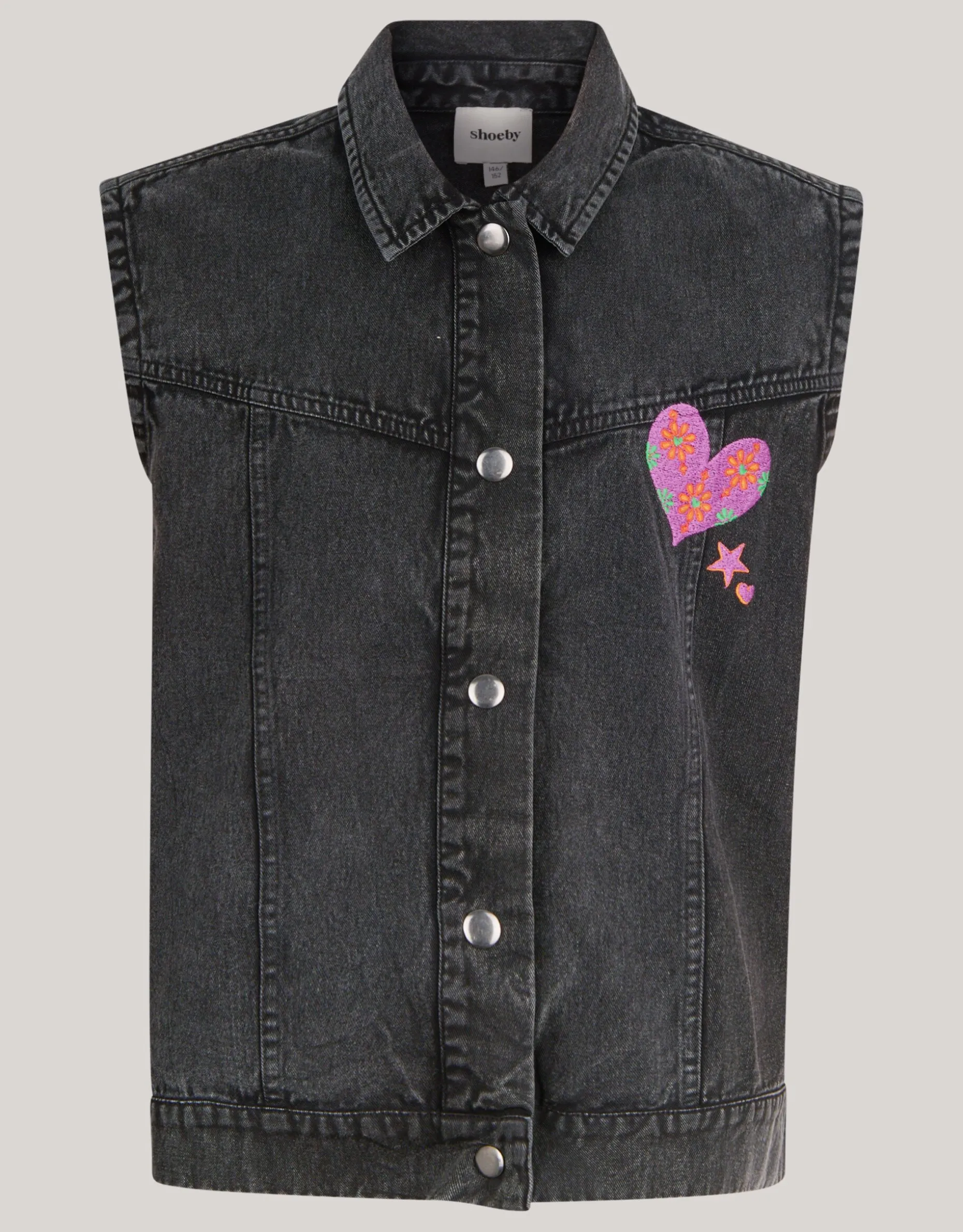 Embroidery Gilet Donkergrijs