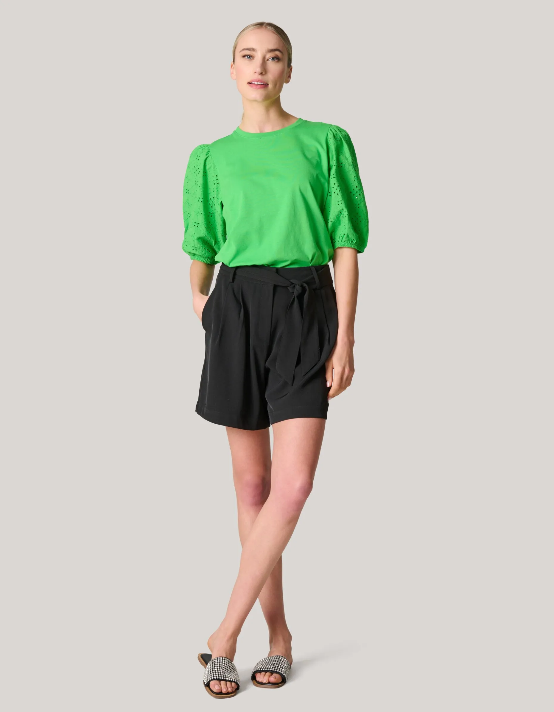Embroidery Pofmouw T-shirt Groen