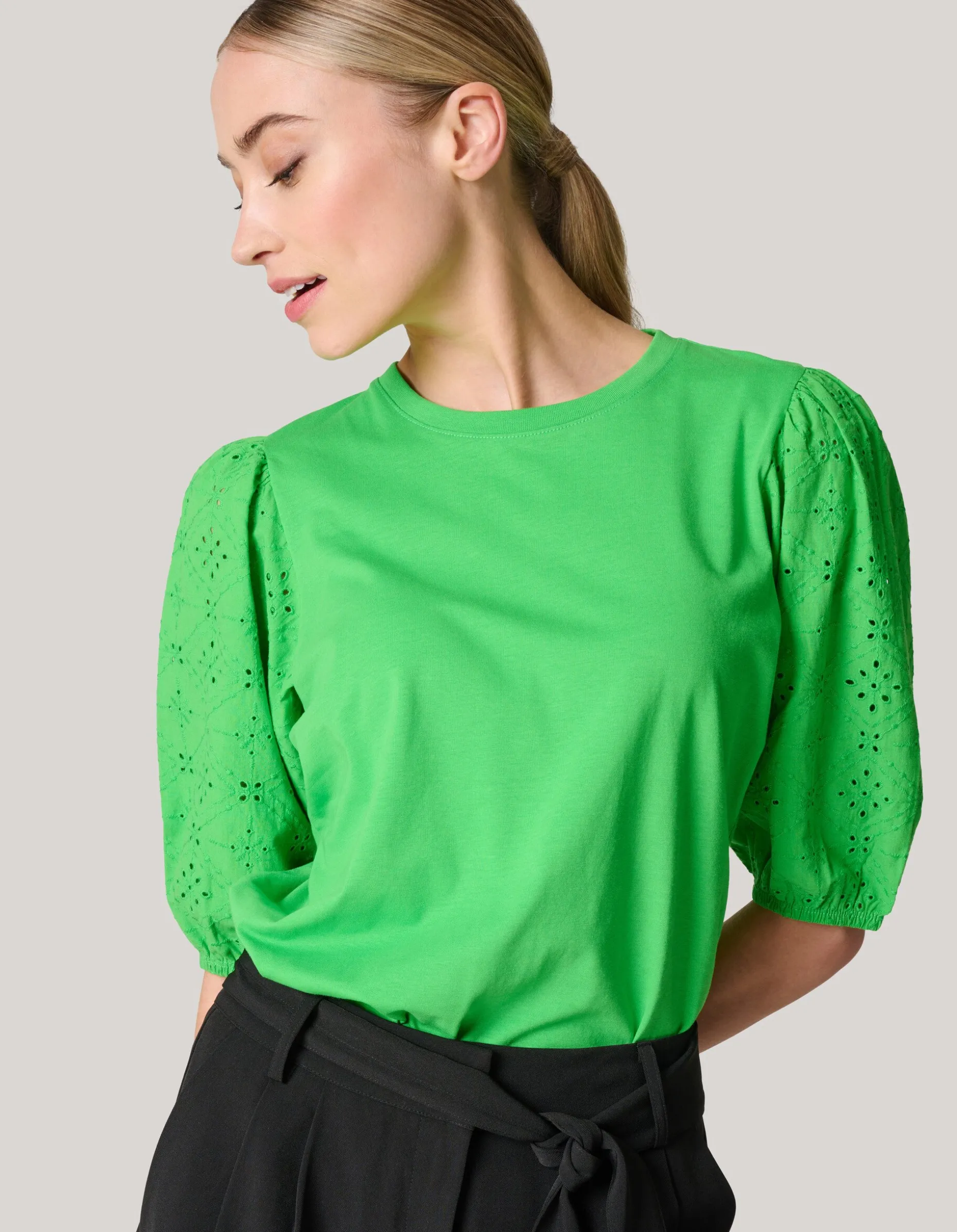 Embroidery Pofmouw T-shirt Groen
