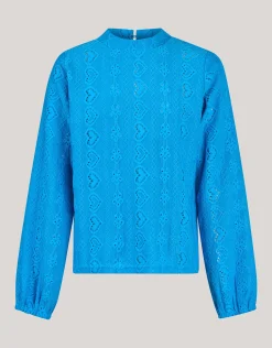 Embroidery Top Blauw
