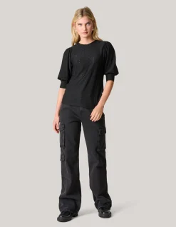 Embroidery Top Zwart