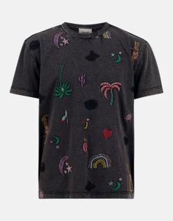 Embroidery T-shirt Donkergrijs