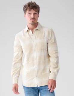 Flanel Ruiten Overhemd Beige