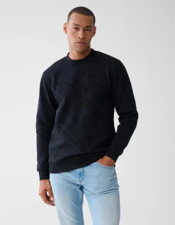 Flock Print Sweater Zwart