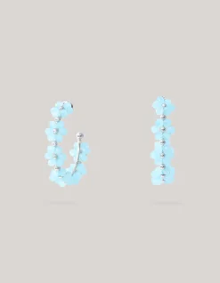 Flower Hoop Oorbellen Blauw
