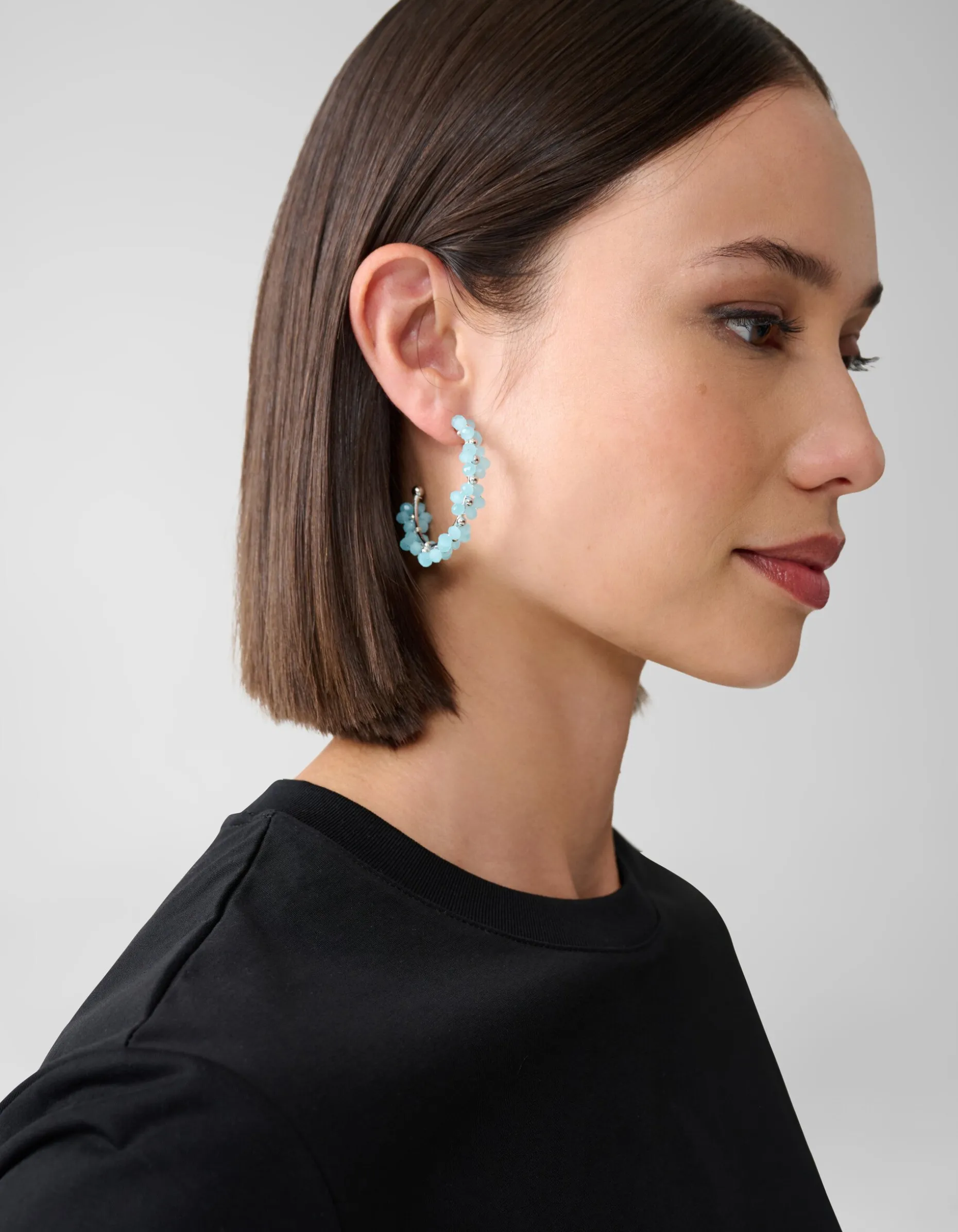 Flower Hoop Oorbellen Blauw